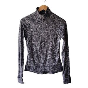 Lululemon Size 4 Black and White Quarter Zip Mock Neck Athletic Top